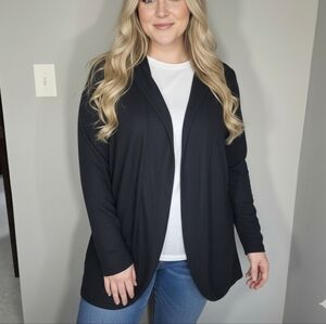 Plus Size Waffle Knit Hooded Open Cardigan Sweatshirt Women's Plus Size 1X